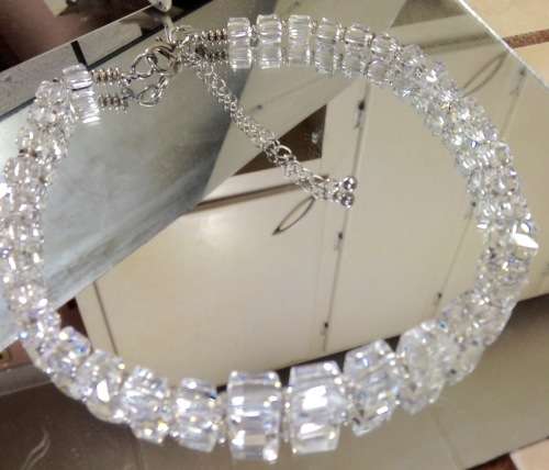 Necklace  - Cut glass Square CRYSTAL Mix Size