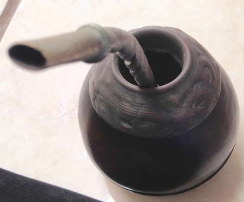 Bombilla tea 1 metal straw Strainer Argentina +1 Gourd which has silver tone metal chase work