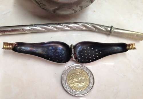 Bombilla tea 1 metal straw Strainer Argentina +1 Gourd which has silver tone metal chase work