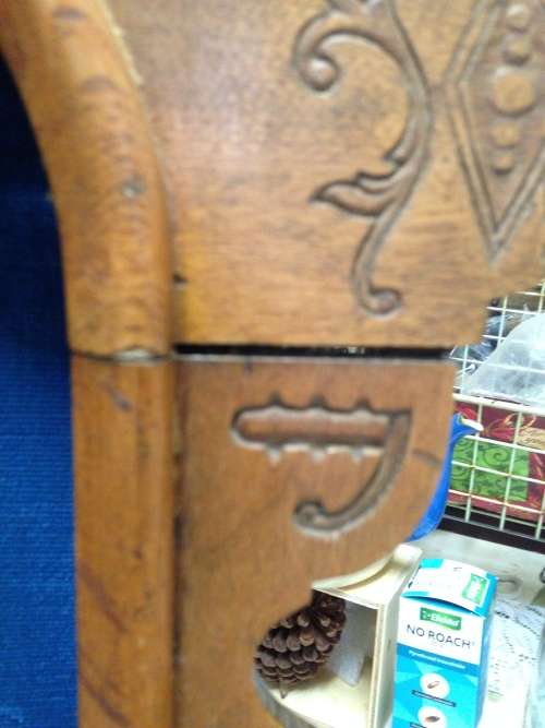 OAK  Clock Converted to Display Case Blue lined Arch