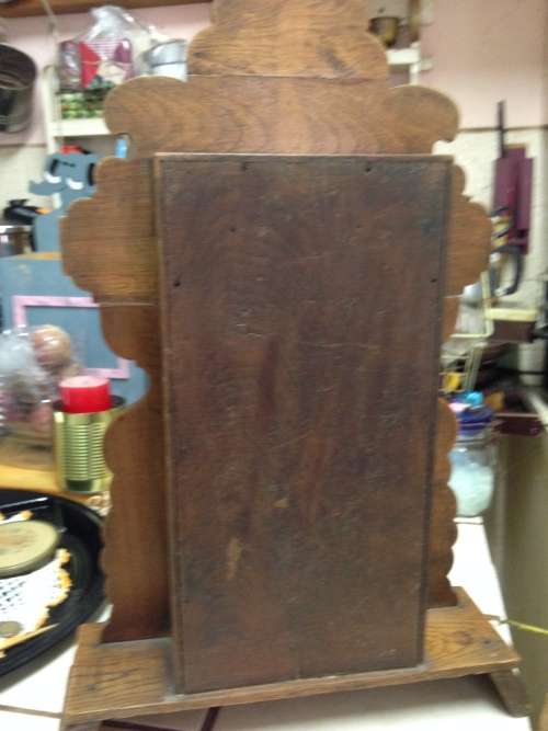 OAK  Clock Converted to Display Case Blue lined Arch