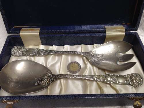 Salad Servers - EPNS Ornate made in Italy in a box LOOK At All My BUY NOW listings NO WAITING