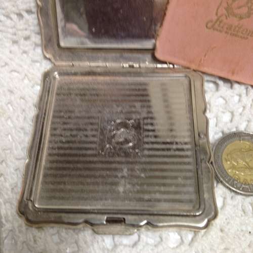 COMPACT Art Deco Style Silver Tone mirror filter + Puffer LOOK At My BUY NOW LISTINGS NO WAITING