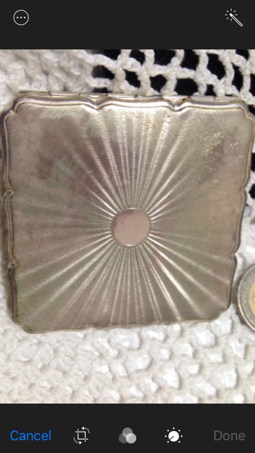 COMPACT Art Deco Style Silver Tone mirror filter + Puffer LOOK At My BUY NOW LISTINGS NO WAITING