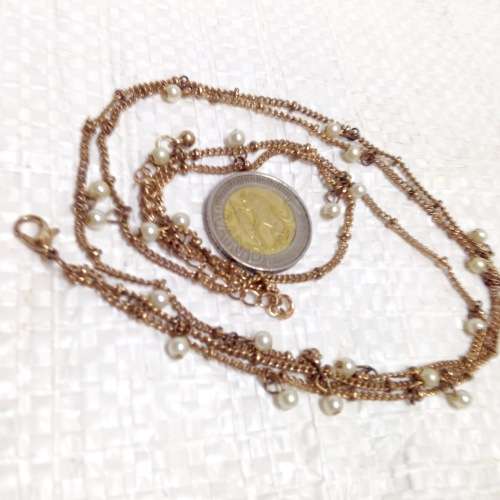 Necklace Vintage Gold tone delicate Chain has faux Pearls LOOK At My BUY NOW LISTINGS NO WAITING