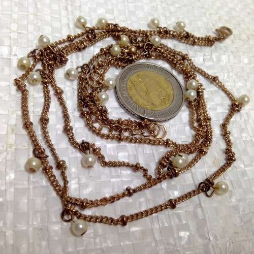 Necklace Vintage Gold tone delicate Chain has faux Pearls LOOK At My BUY NOW LISTINGS NO WAITING