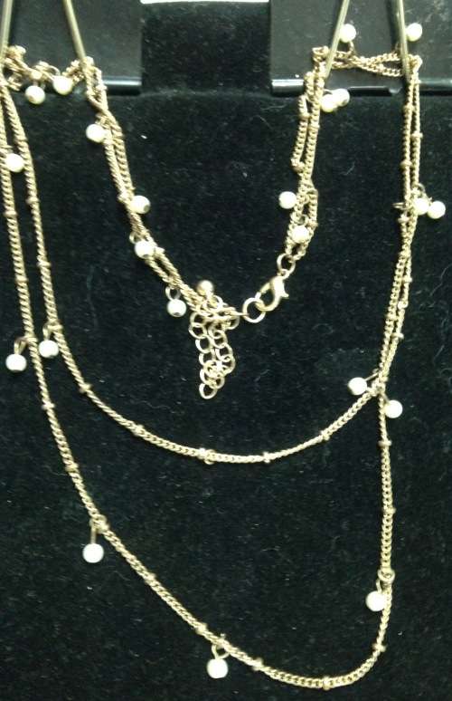 Necklace Vintage Gold tone delicate Chain has faux Pearls LOOK At My BUY NOW LISTINGS NO WAITING