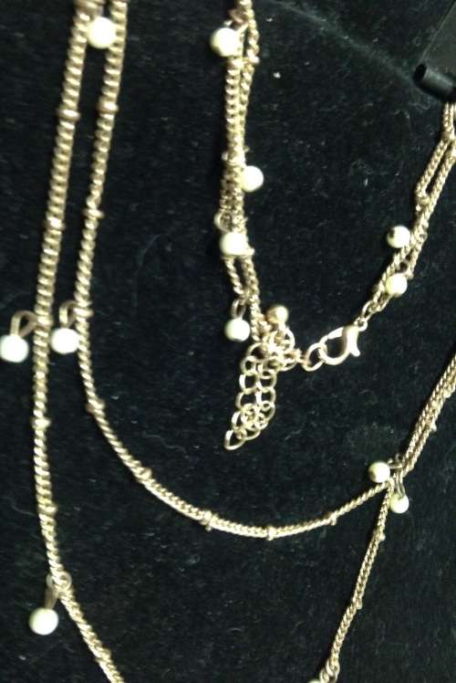Necklace Vintage Gold tone delicate Chain has faux Pearls LOOK At My BUY NOW LISTINGS NO WAITING