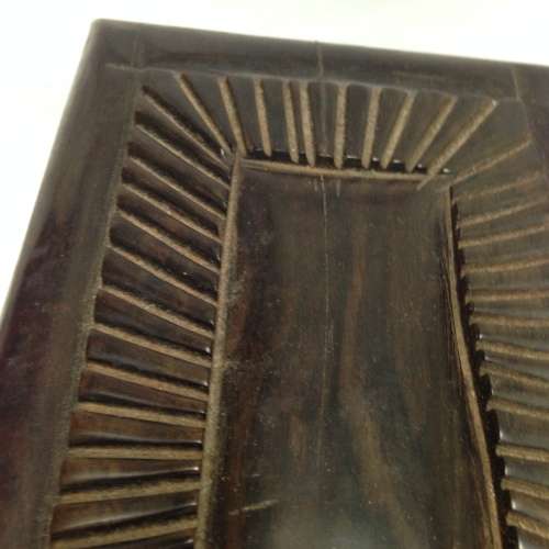 BOX Lided -  EBONY 1.066kg Solid Hand Carved box*Red Velvet Interior -TLC needed