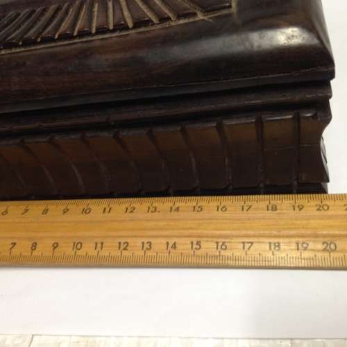BOX Lided -  EBONY 1.066kg Solid Hand Carved box*Red Velvet Interior -TLC needed