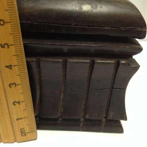 BOX Lided -  EBONY 1.066kg Solid Hand Carved box*Red Velvet Interior -TLC needed