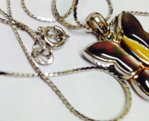 Necklace - STERLING SILVER  Butterfly 925 clearly stamped on Back +not silver chain 18 KGP stamped