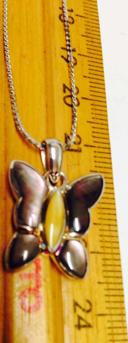 Necklace - STERLING SILVER  Butterfly 925 clearly stamped on Back +not silver chain 18 KGP stamped