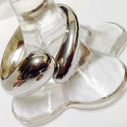BANGLE Cross Over Design mirror fin.Silver tone-Clamper (hinged)LOOK At My BUY NOW Items NO WAITING