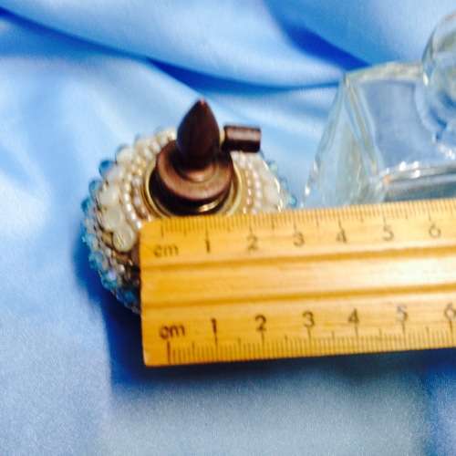 Perfume BOTTLES 1 antique has been Embellished with beads + one is clear glass no lid