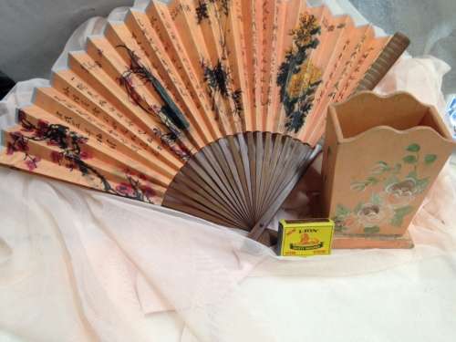 Oriental fan Bauenmalerie holder wood Look At My Buy Now listings No Waiting