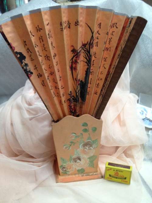 Oriental fan Bauenmalerie holder wood Look At My Buy Now listings No Waiting