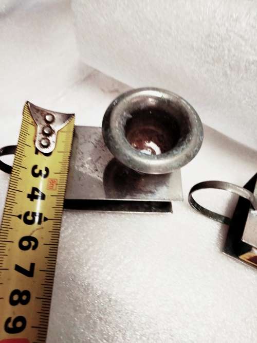 2 EPNS Finger loop candle holder match box Slot matching set