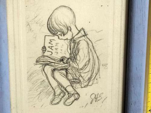 4 Framed with Glass Disney Post cards  *POO BEAR+ HONEY POT`+gate/chritopher robin/rabbit