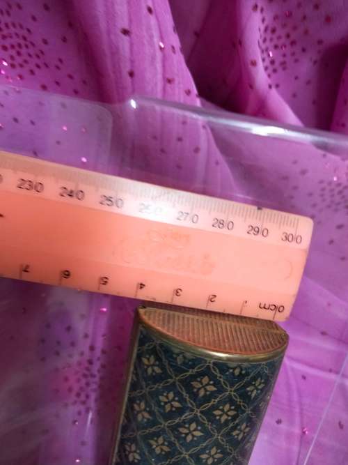 Cigarette box - *BARREL shape hinged lid Fleur de lys embossed  ORNATE  *GOLD TONE METAL