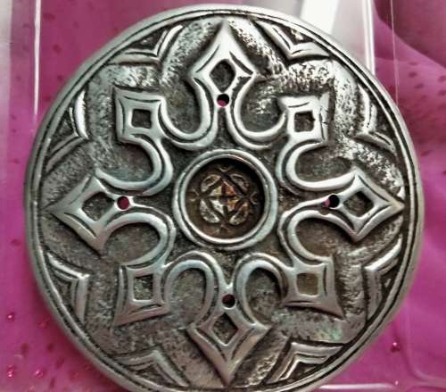BUCKLE - Belt buckle Celtic shield SILVER TONE metal