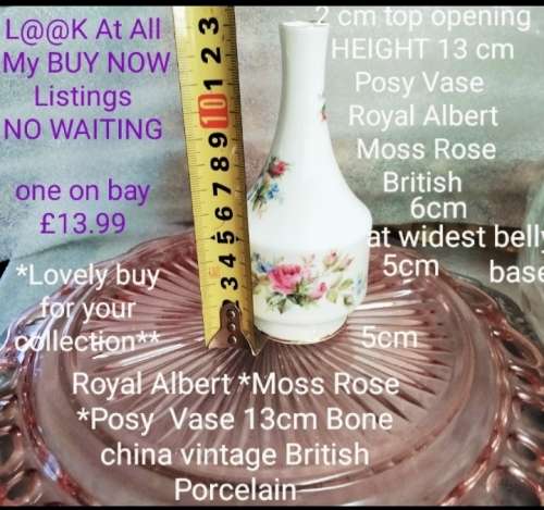 Royal Albert* Moss Rose *Posy Vase Bone china British Look AtMy Buy Now Listings NO WAITING