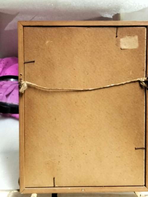 FRAMED Oriental painting artist signed  hand painted bird red prunis flowers on silk fabric