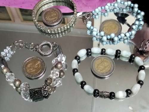 4 bracelets Artisinal 3 mix cord  beads  base metal charms Crylic crystals spacer all one bid