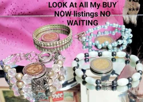 4 bracelets Artisinal 3 mix cord  beads  base metal charms Crylic crystals spacer all one bid