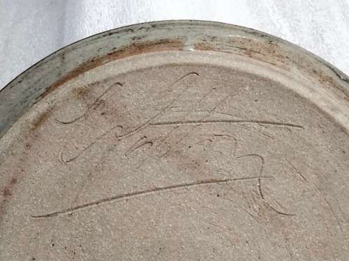 Wall Or Cabinet Plate Variegated blues browns Art signed G Pattern has octopus holder to hang