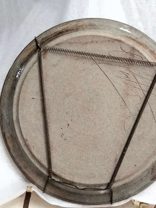 Wall Or Cabinet Plate Variegated blues browns Art signed G Pattern has octopus holder to hang