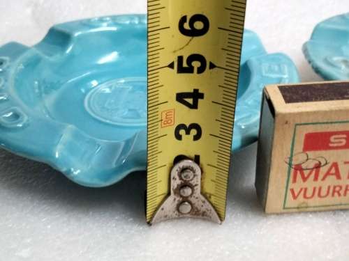 Lucia Ware ceramic Collectible 1 AQUA Ashtrays script `Call for cold castle`