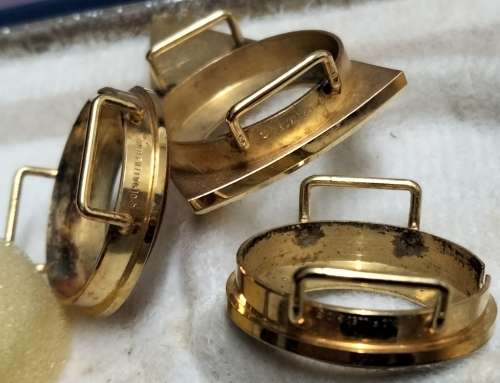 4 Tops-3 10 CT gold filled STAMPED Watch face tops-Watch 6 Straps 1 Box 1 Edwin Quartz not tested