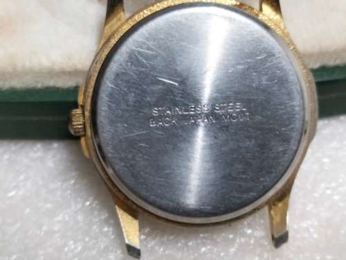 4 Tops-3 10 CT gold filled STAMPED Watch face tops-Watch 6 Straps 1 Box 1 Edwin Quartz not tested