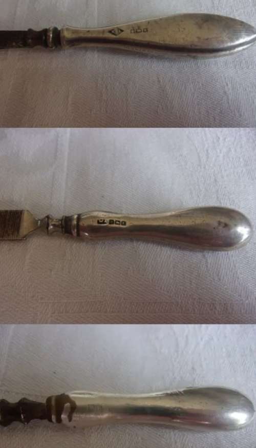 Antique box mixed pieces of Hallmarked Sterling SILVER manicure implements