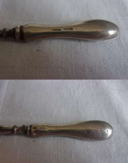 Antique box mixed pieces of Hallmarked Sterling SILVER manicure implements