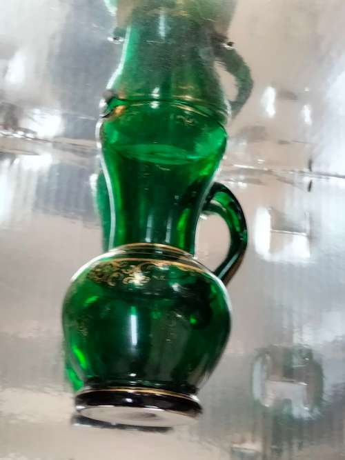 Jug or Posy Vase -  Emerald Green GILT trim Bohemian LOOK At All My BUY NOW listings NO WAITING