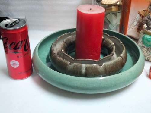 2 Pottery VASE* POSY double circle+VASE or SHALLOW BOWL FLOWERS OR FRUIT *Large `MZILIKAZI POTTERY`