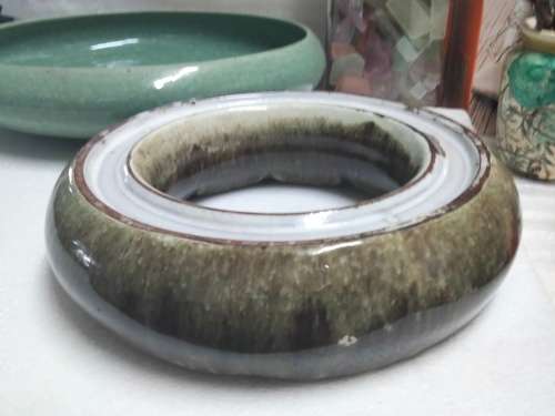 2 Pottery VASE* POSY double circle+VASE or SHALLOW BOWL FLOWERS OR FRUIT *Large `MZILIKAZI POTTERY`