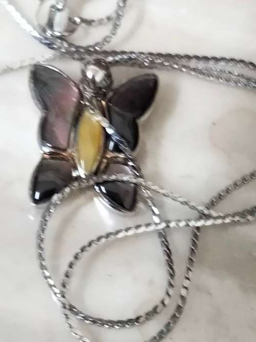Necklace - STERLING SILVER  Butterfly 925 clearly stamped on Back +not silver chain 18 KGP stamped