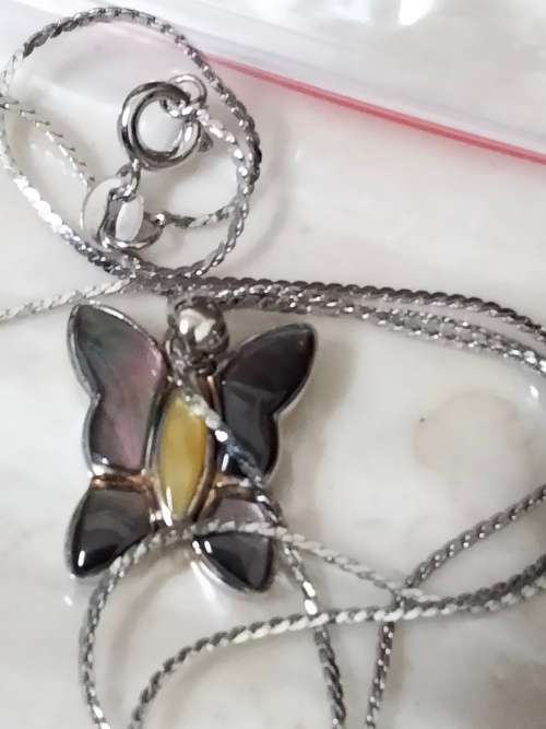 Necklace - STERLING SILVER  Butterfly 925 clearly stamped on Back +not silver chain 18 KGP stamped