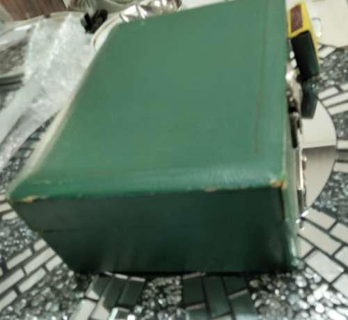 Jewelry Box Green Shagreen red inside hinged tray LOOK At my BUY NOW listings NO WAITING