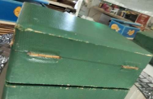 Jewelry Box Green Shagreen red inside hinged tray LOOK At my BUY NOW listings NO WAITING