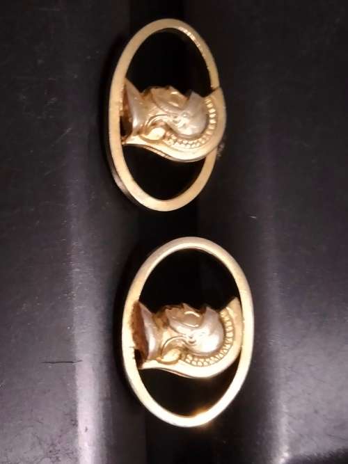 Cufflinks + Tie Clip - Riffle MOP 1 pair FNB tree script 10+1pr Roman Centurion Gold Tone metal