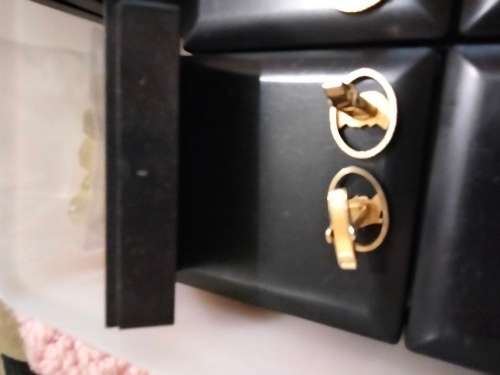 Cufflinks + Tie Clip - Riffle MOP 1 pair FNB tree script 10+1pr Roman Centurion Gold Tone metal