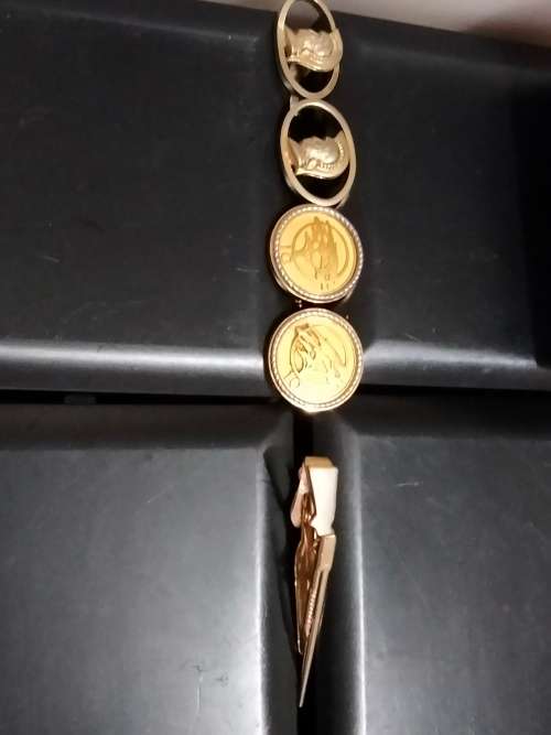 Cufflinks + Tie Clip - Riffle MOP 1 pair FNB tree script 10+1pr Roman Centurion Gold Tone metal