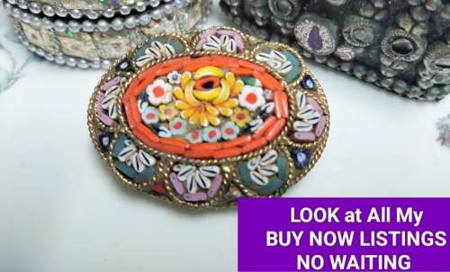 Vintage Micro Mosaic Brooch Look at My BUY NOW Listings No WAITING