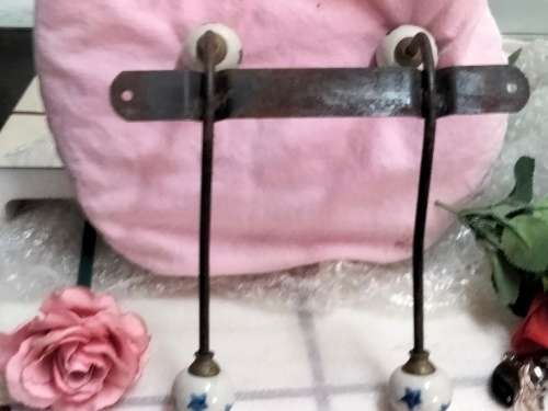 metal Wall mount Hooks 2 Double 4 porcelain blue stars Look at my Buy Now listings No Waiting