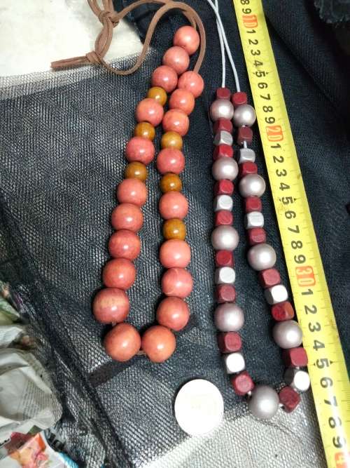 Necklace 2 wood beads on thong LOOK At My BUY NOW LISTINGS NO WAITING