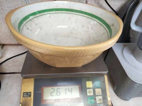 1930/50s TG Green XXL ceramic the mixing bowl GREEN DOT distressed Look at my Buy Now listings No Wa